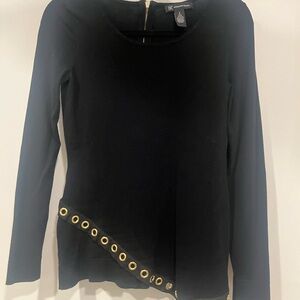 INC International Concepts Black and Gold Asymmetrical Sweater top size small